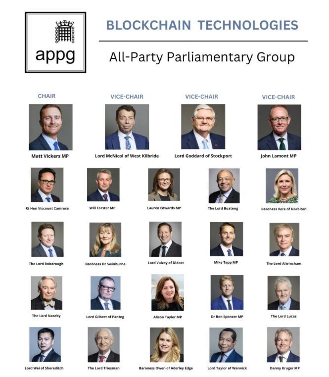 APPG for Blockchain Technologies chairs and vice chairs